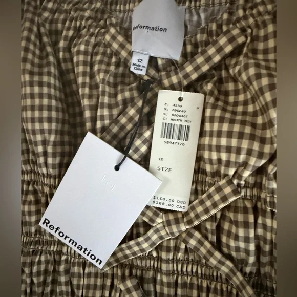 Reformation Brown Checkered Blouse - Picture 9 of 9